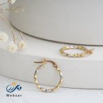 گوشواره حلقه ای تراش دار طلا کد WZ0015 - Image 3