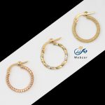گوشواره حلقه ای تراش دار طلا کد WZ0015 - Image 4