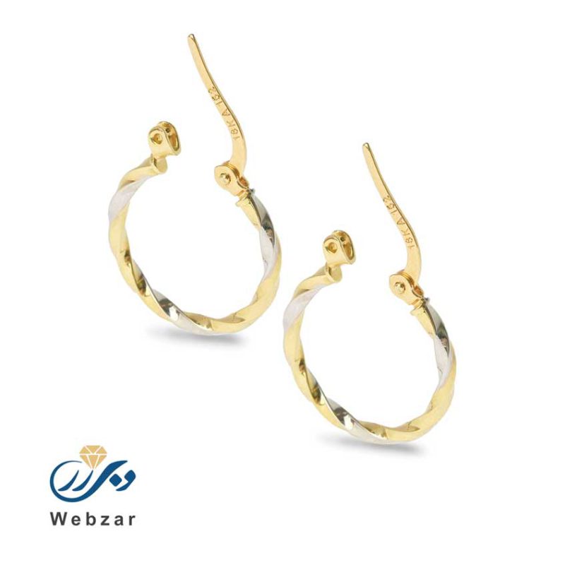 گوشواره حلقه ای تراش دار طلا کد WZ0015 - Image 2