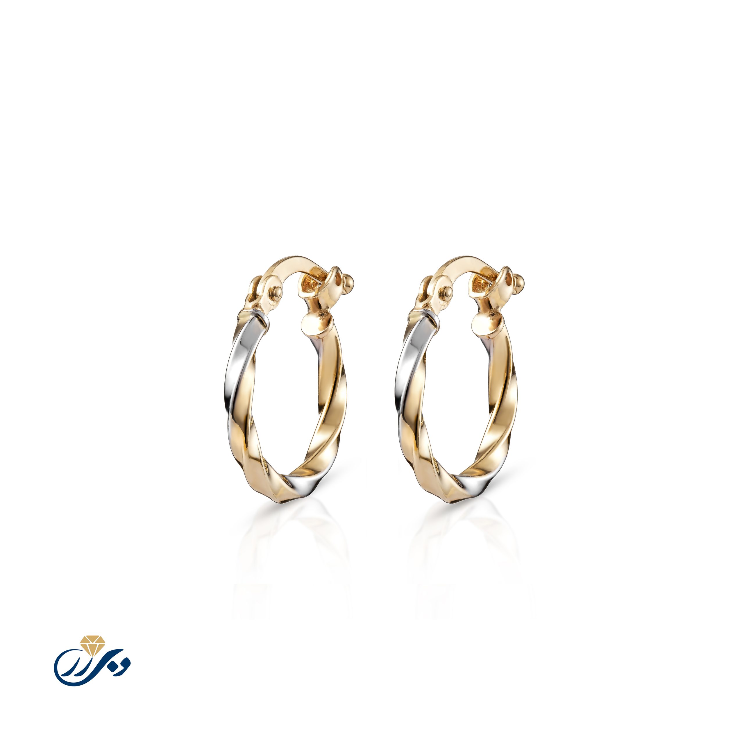 0117 (1) گوشواره حلقه ای تراش دار طلا کد WZ0015 - Image 1